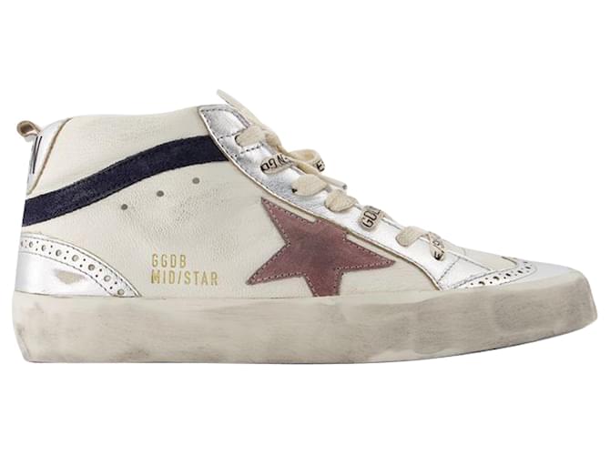 Zapatillas Mid Star - Golden Goose Deluxe Brand - Piel - Blanco Cuero Becerro  ref.1355242